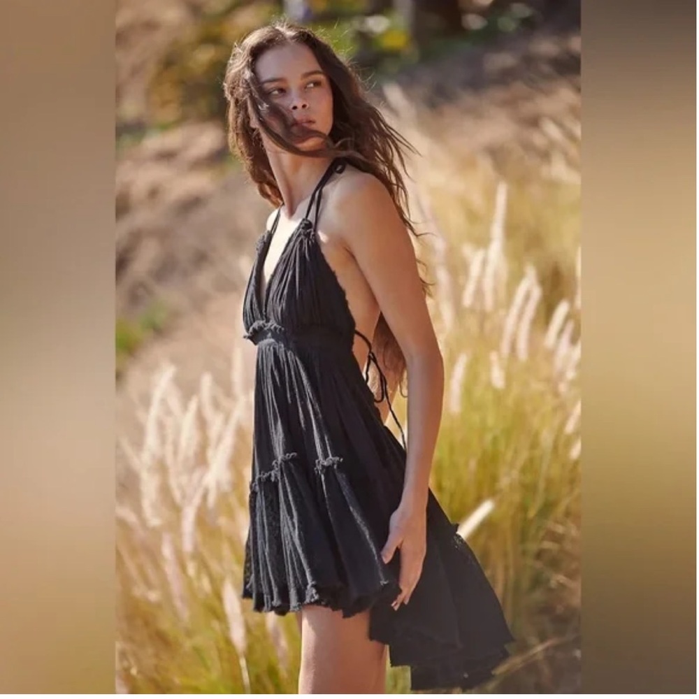 Free People high-low strappy low back gray sundress dress sz.XS